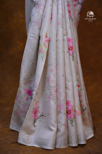 CHANDERI SAREE - BUTTER CREAM