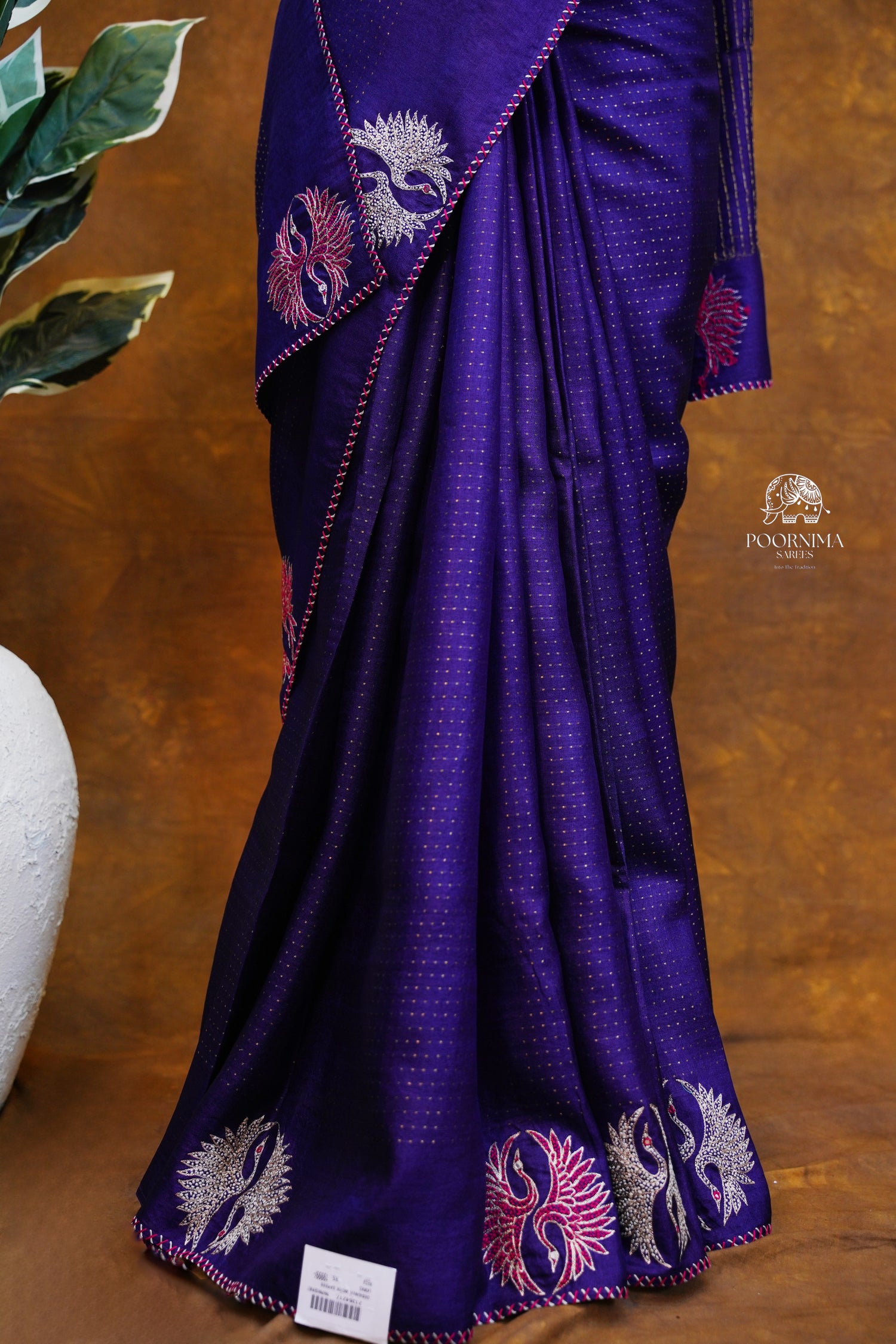 TUSSAR DESIGNER WORK SAREE- ROYAL BLUE
