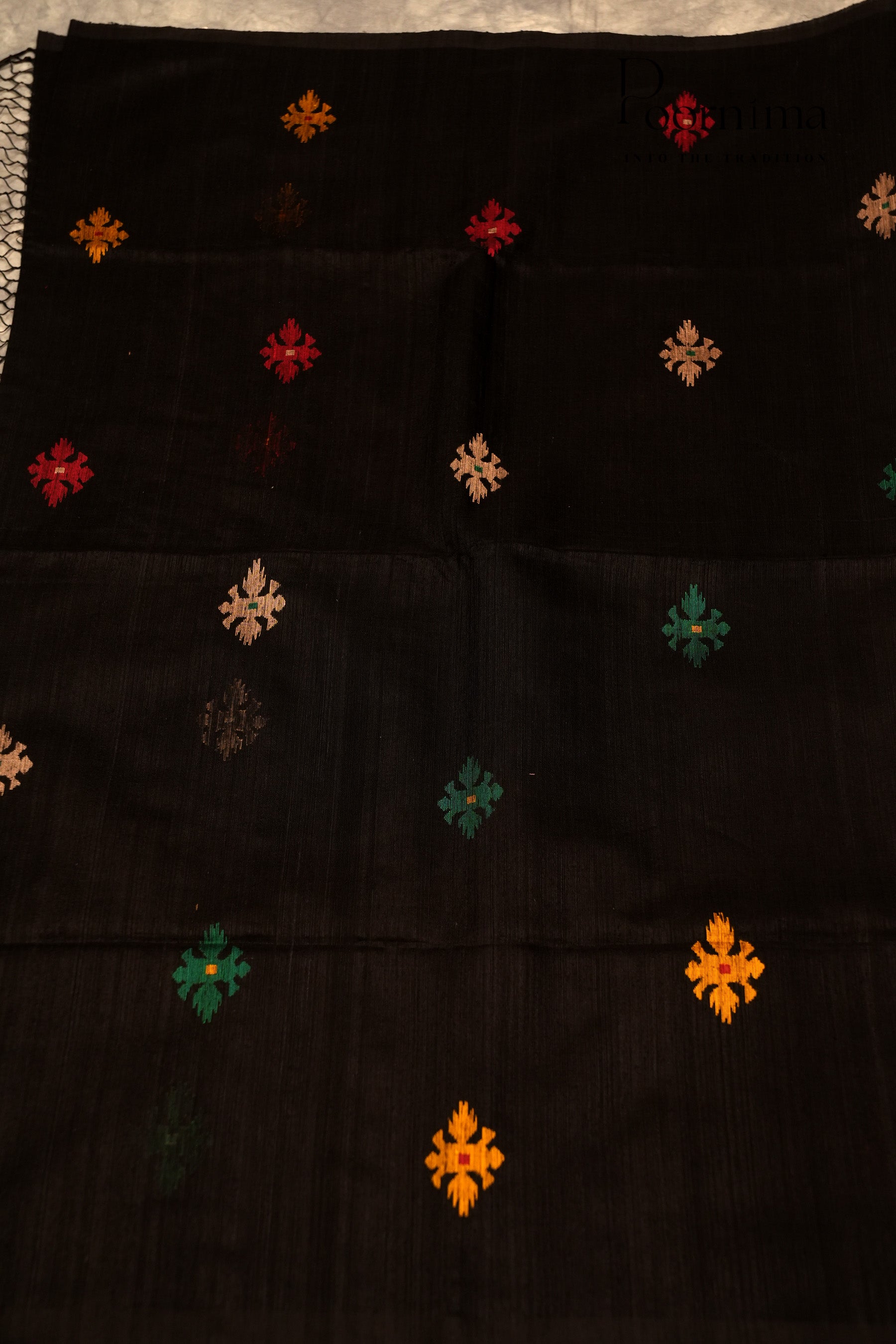 JUTE JAMDANI SAREE-BLACK