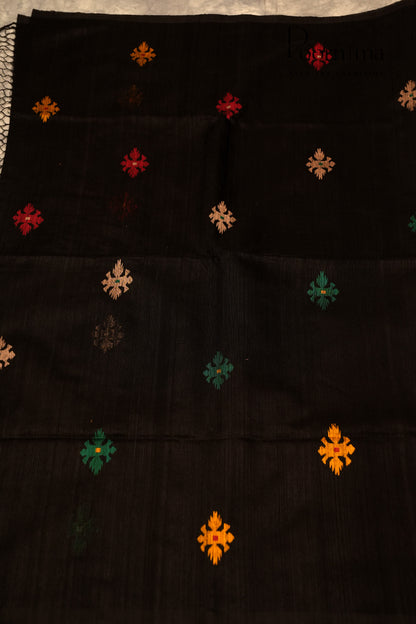 JUTE JAMDANI SAREE-BLACK