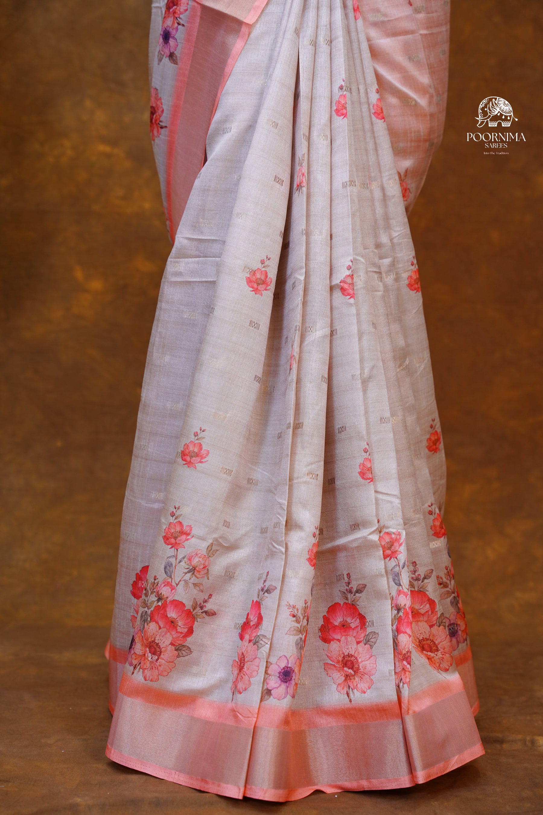 CHANDERI SAREE - IVORY CREAM