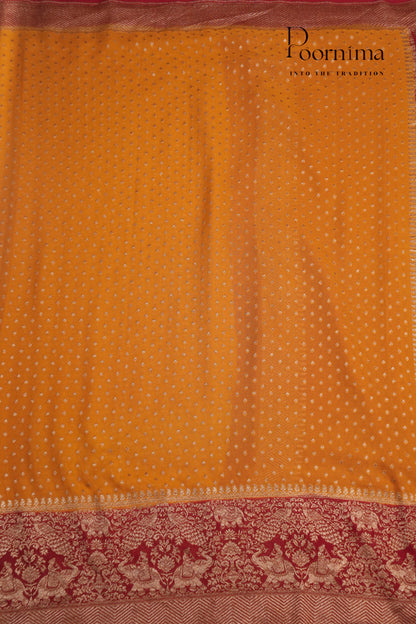 KHADDI GEORGETTE SAREE- YELLOW