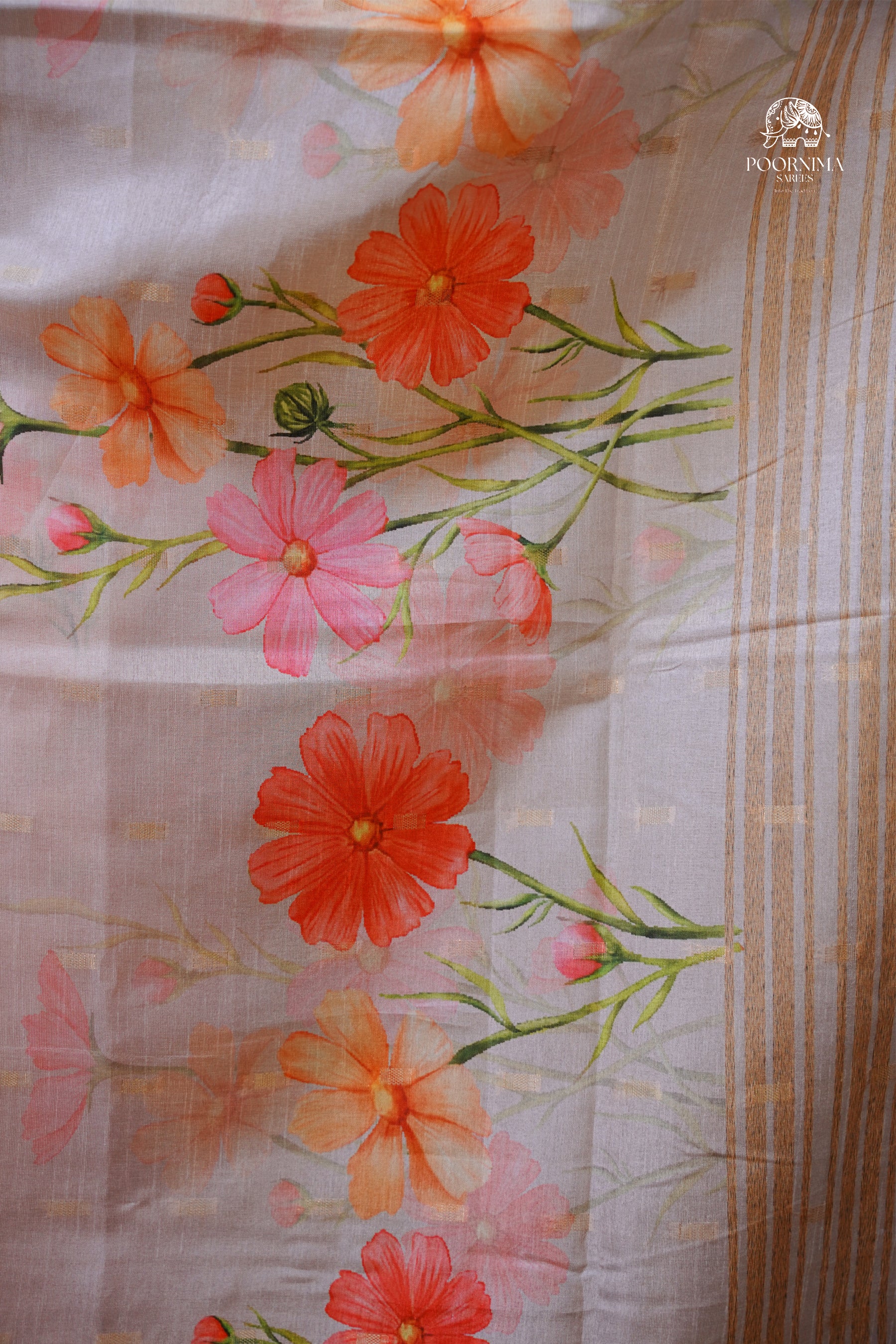 CHANDERI SAREE - BUTTER CREAM