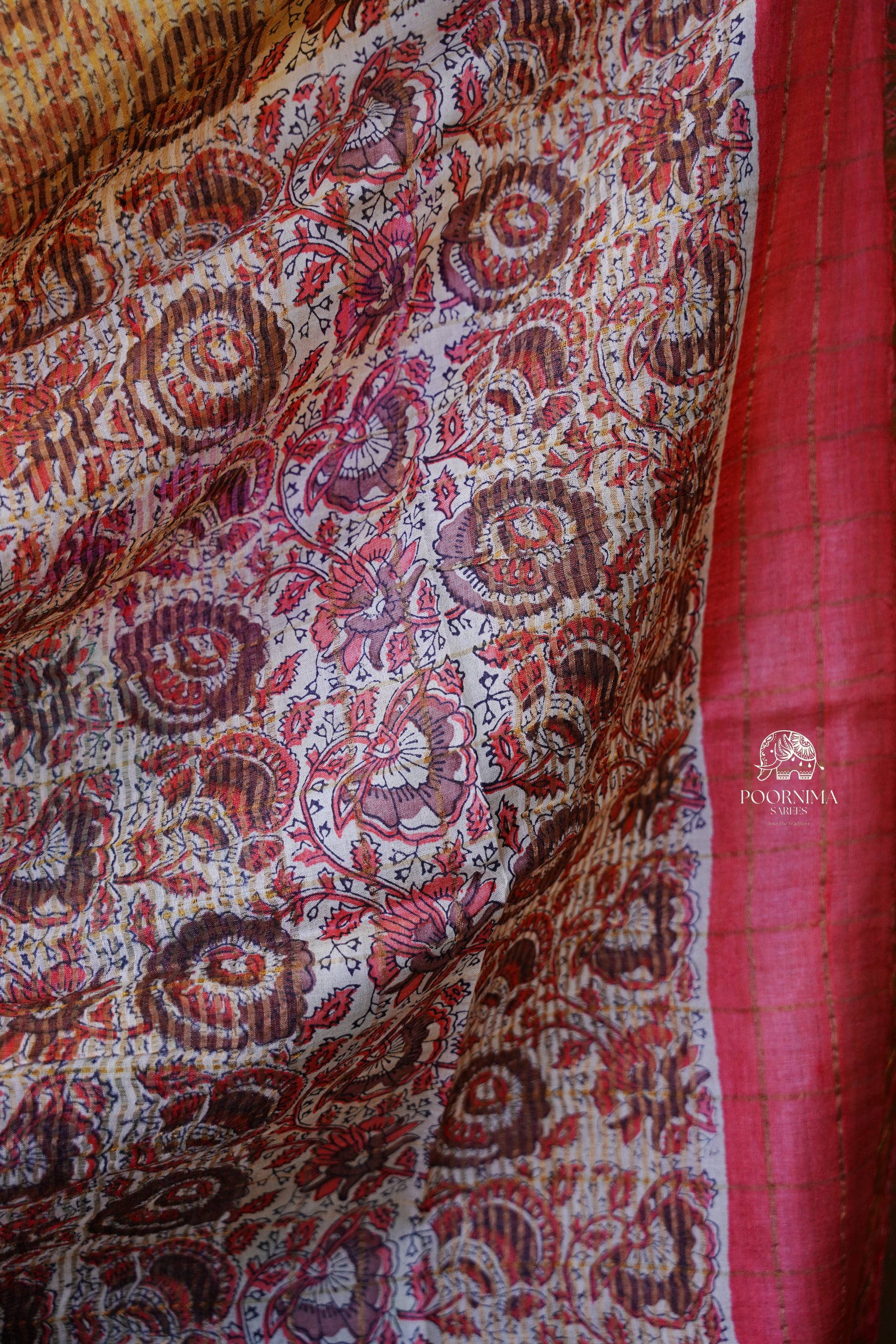 PURE TUSSAR SAREE - COPPER BROWN