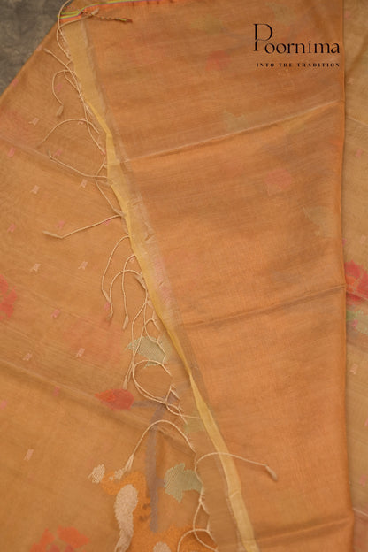 TUSSAR JAMDANI SAREE- PALE BROWN