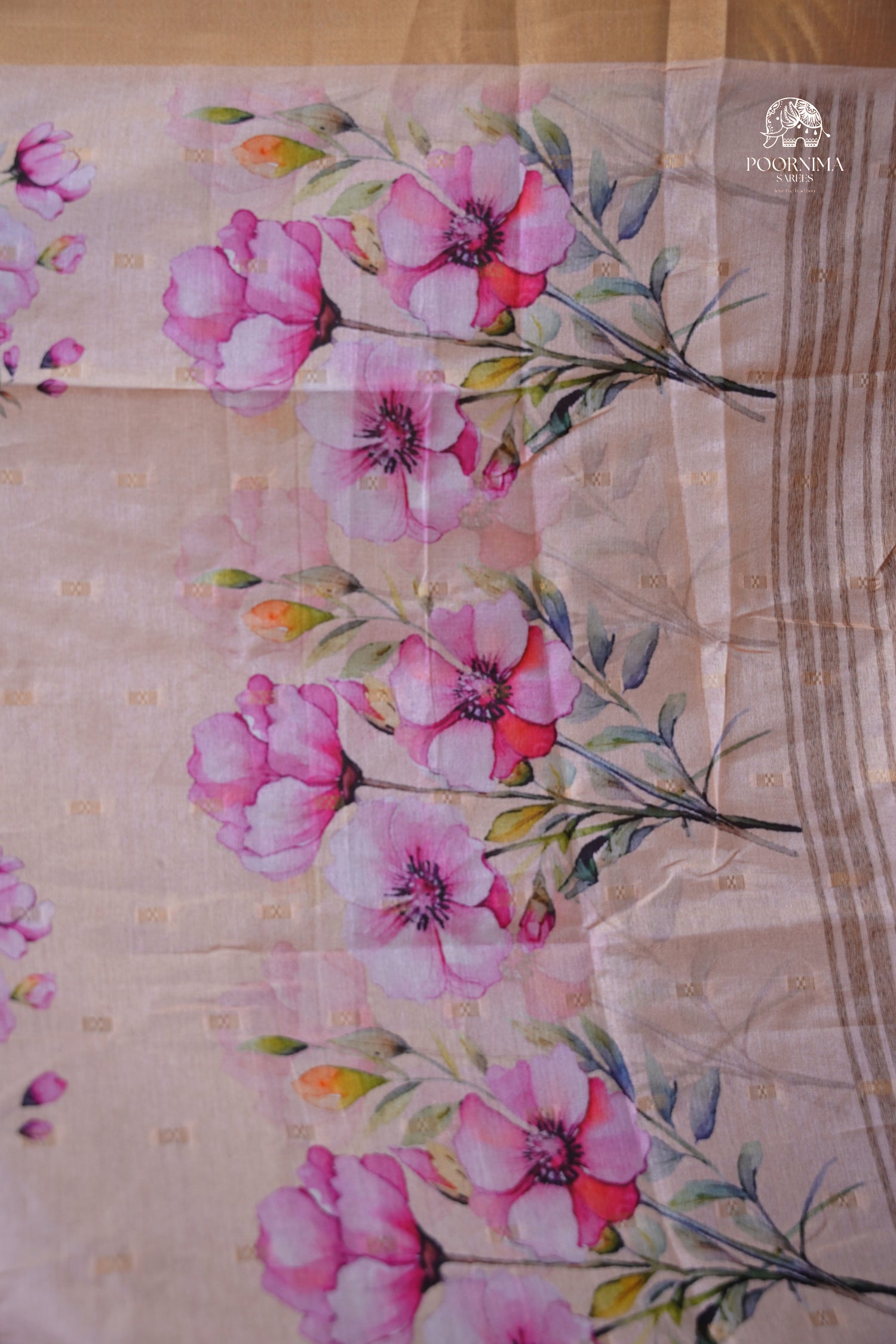 CHANDERI SAREE - CRAYOLA PEACH