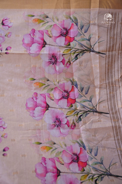 CHANDERI SAREE - CRAYOLA PEACH