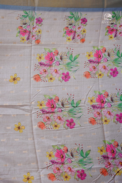 CHANDERI SAREE - BUTTER CREAM
