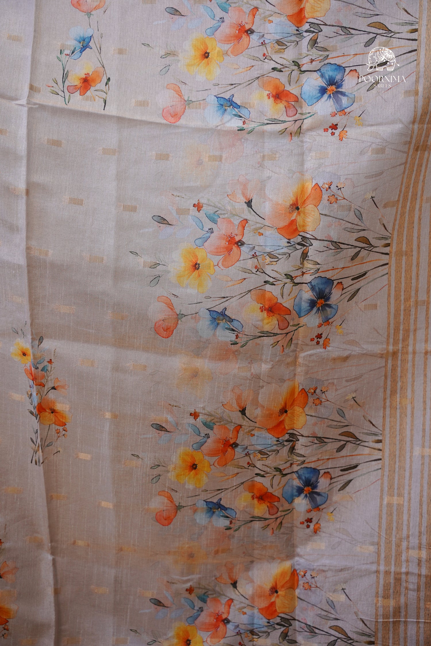 CHANDERI SAREE  - BEIGE CREAM