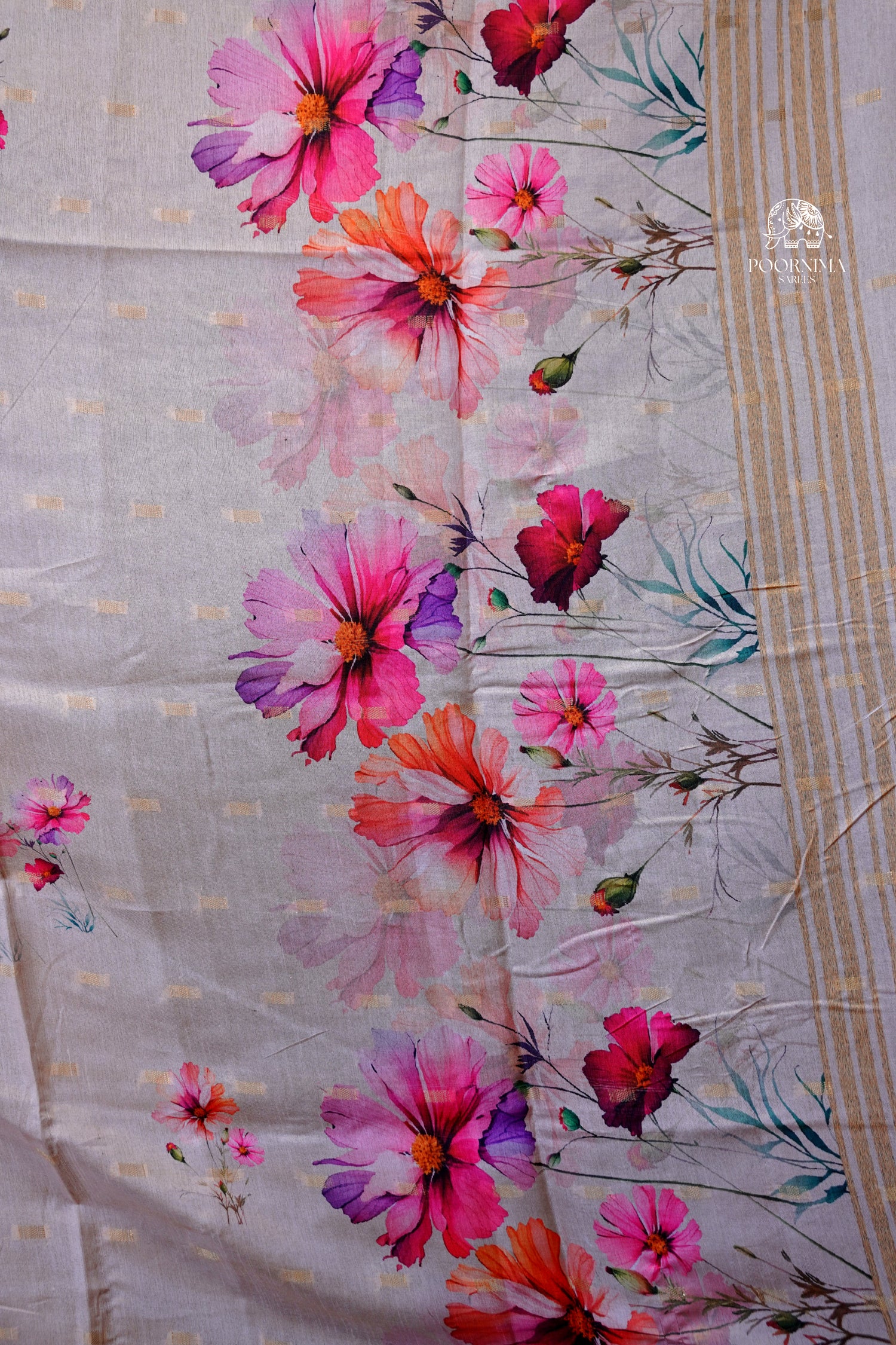 CHANDERI SAREE - BEIGE CREAM