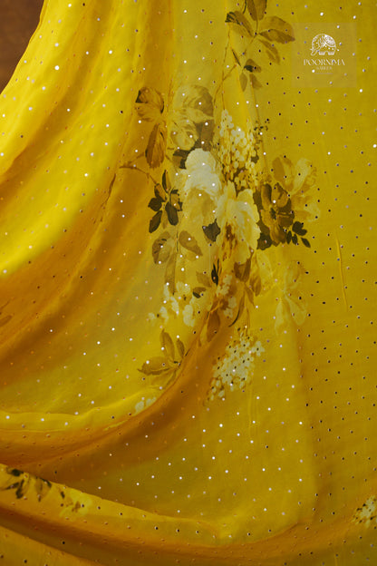 GEORGETTE SAREE - BRIGHT YELLOW