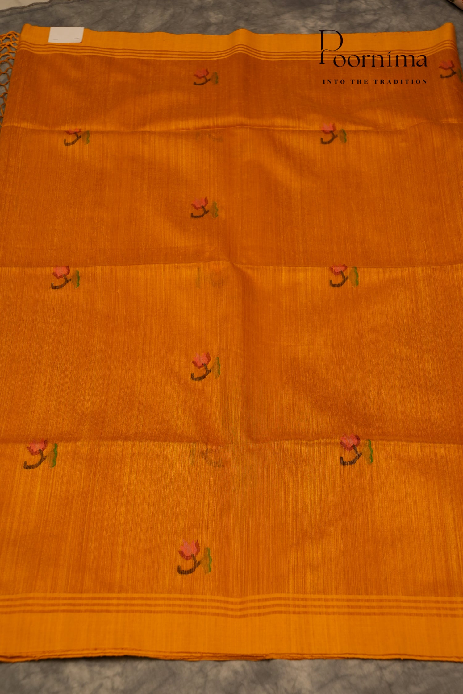 JUTE JAMDANI SAREE- YELLOW