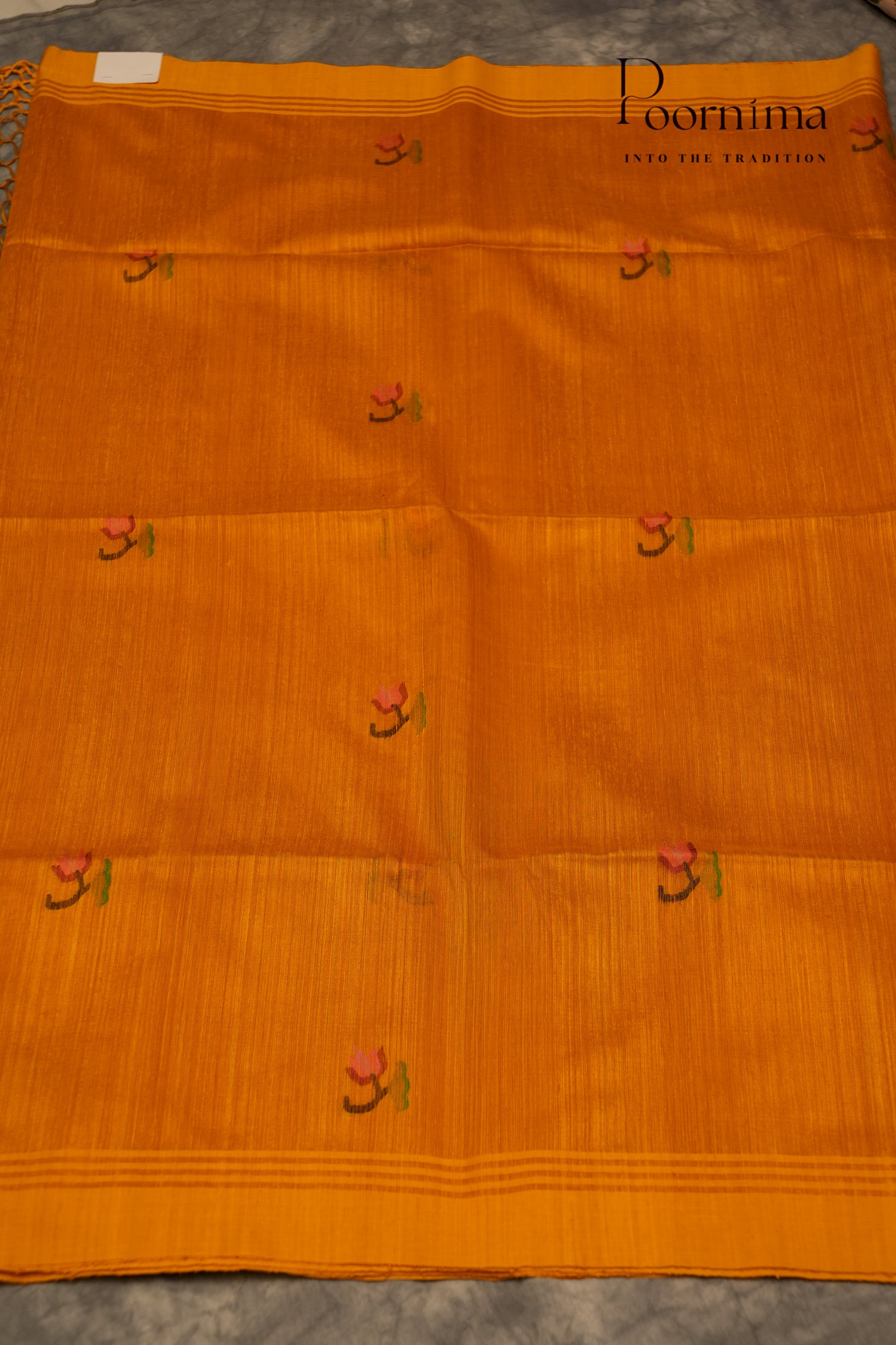 JUTE JAMDANI SAREE- YELLOW