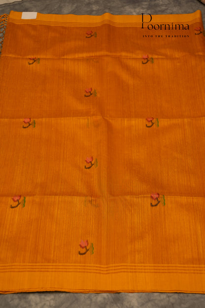 JUTE JAMDANI SAREE- YELLOW