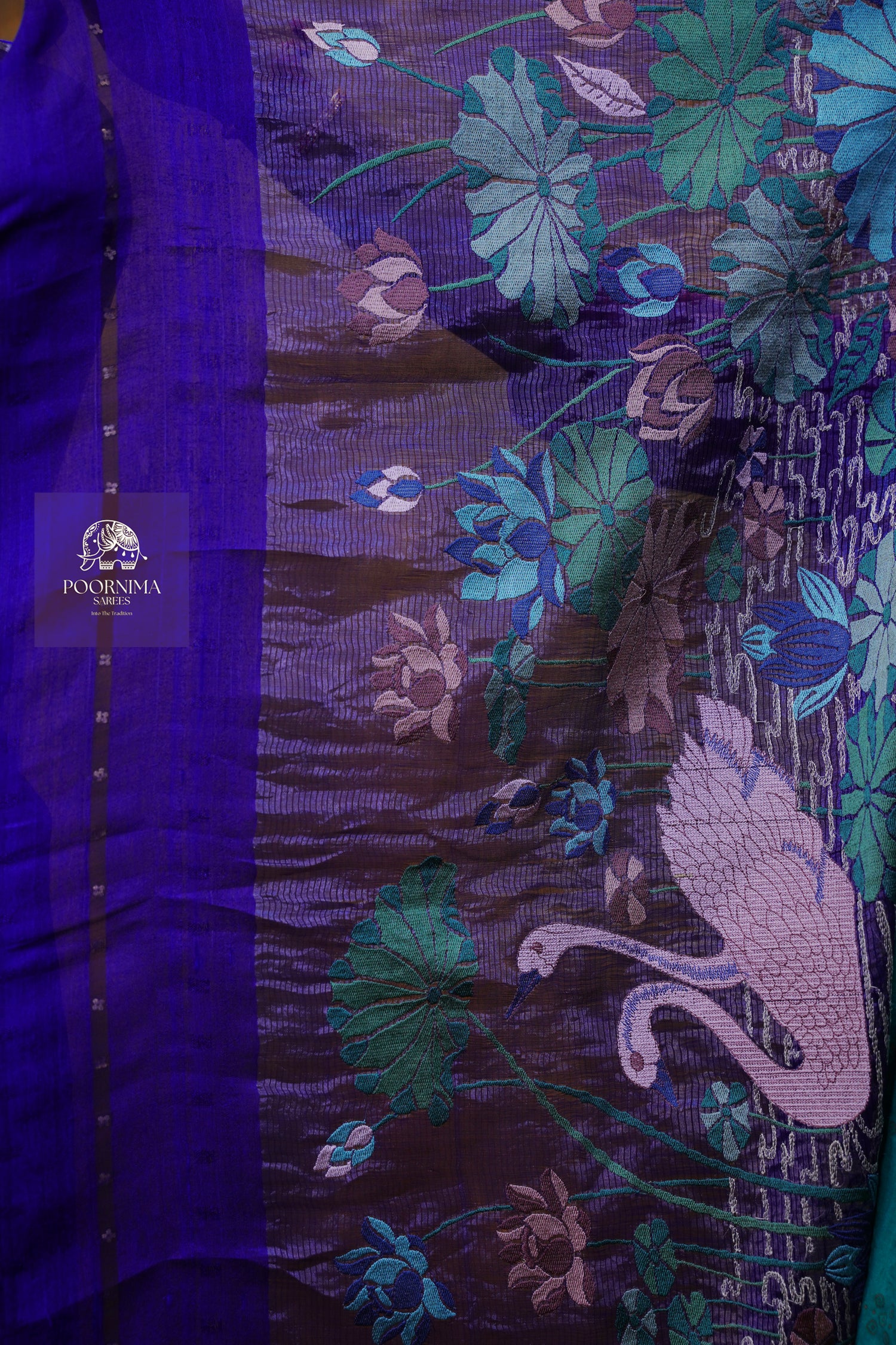 FUSION TUSSAR SAREE - BLUE