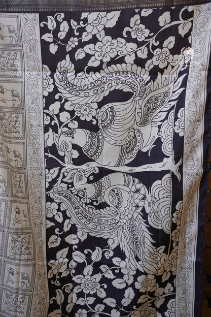 MUNGA TUSSAR SAREE- HALF WHITE