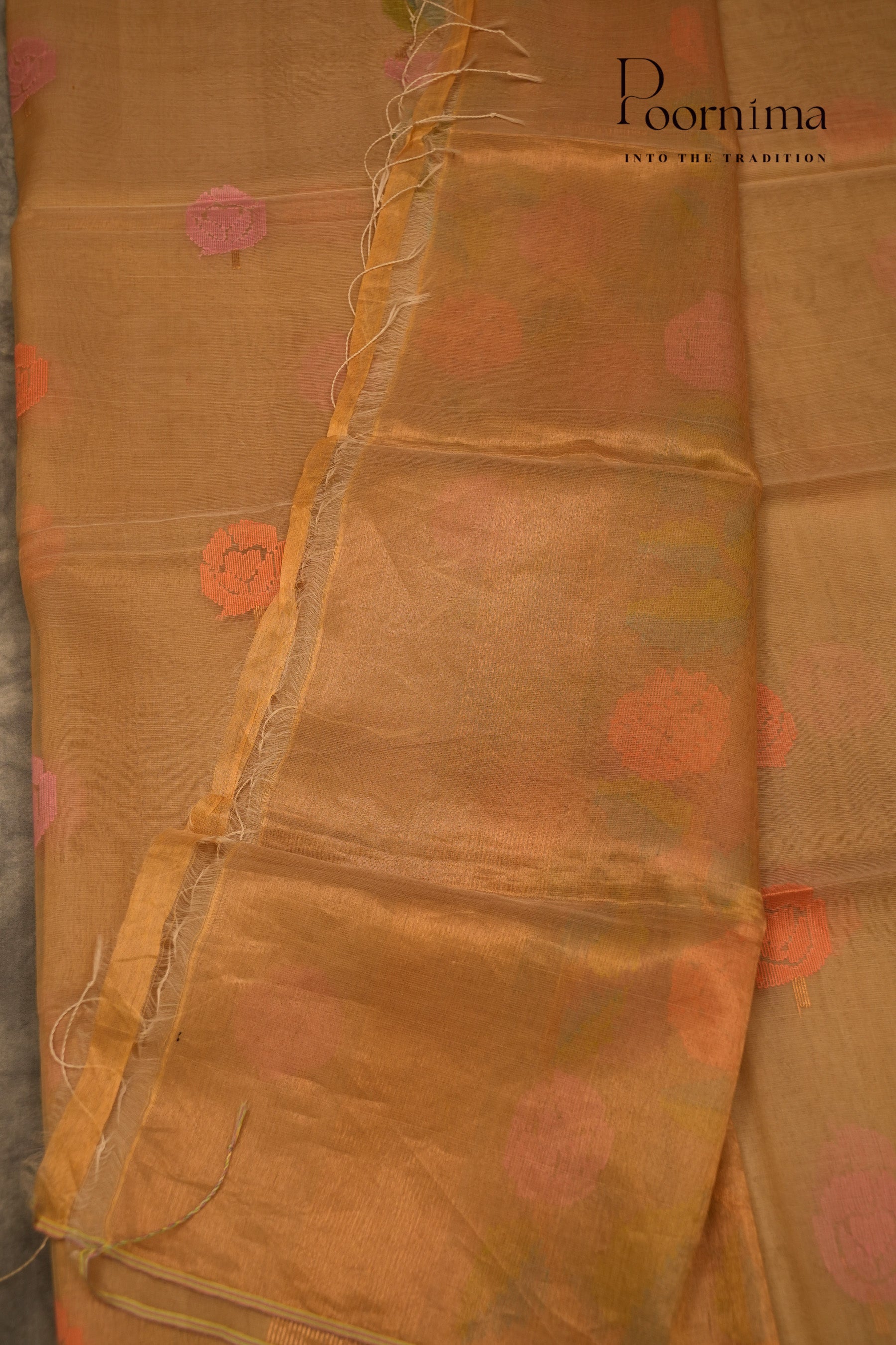 TUSSAR JAMDANI SAREE- DESERT BROWN
