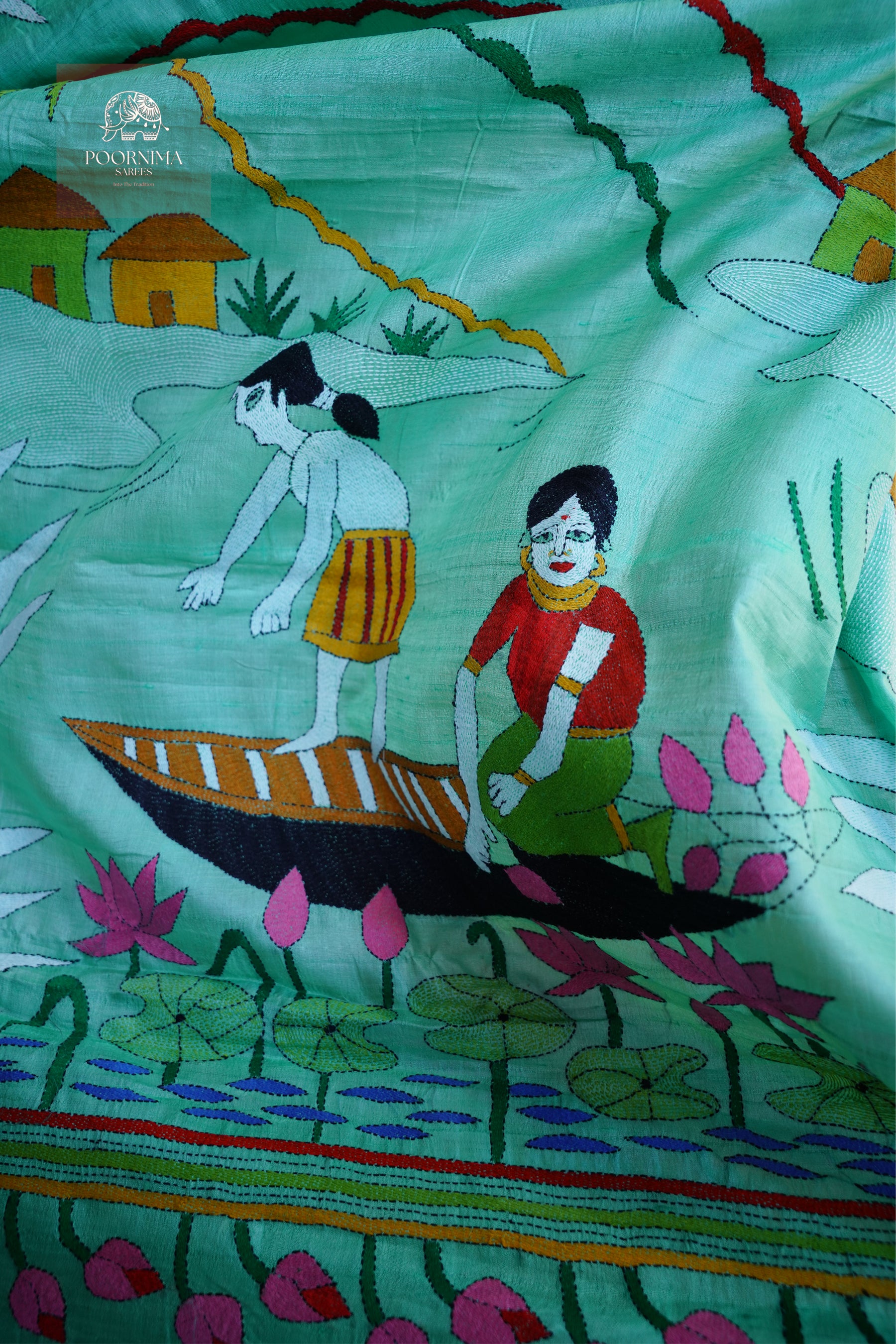 HANDLOOM TUSSAR SAREE -  MINT GREEN