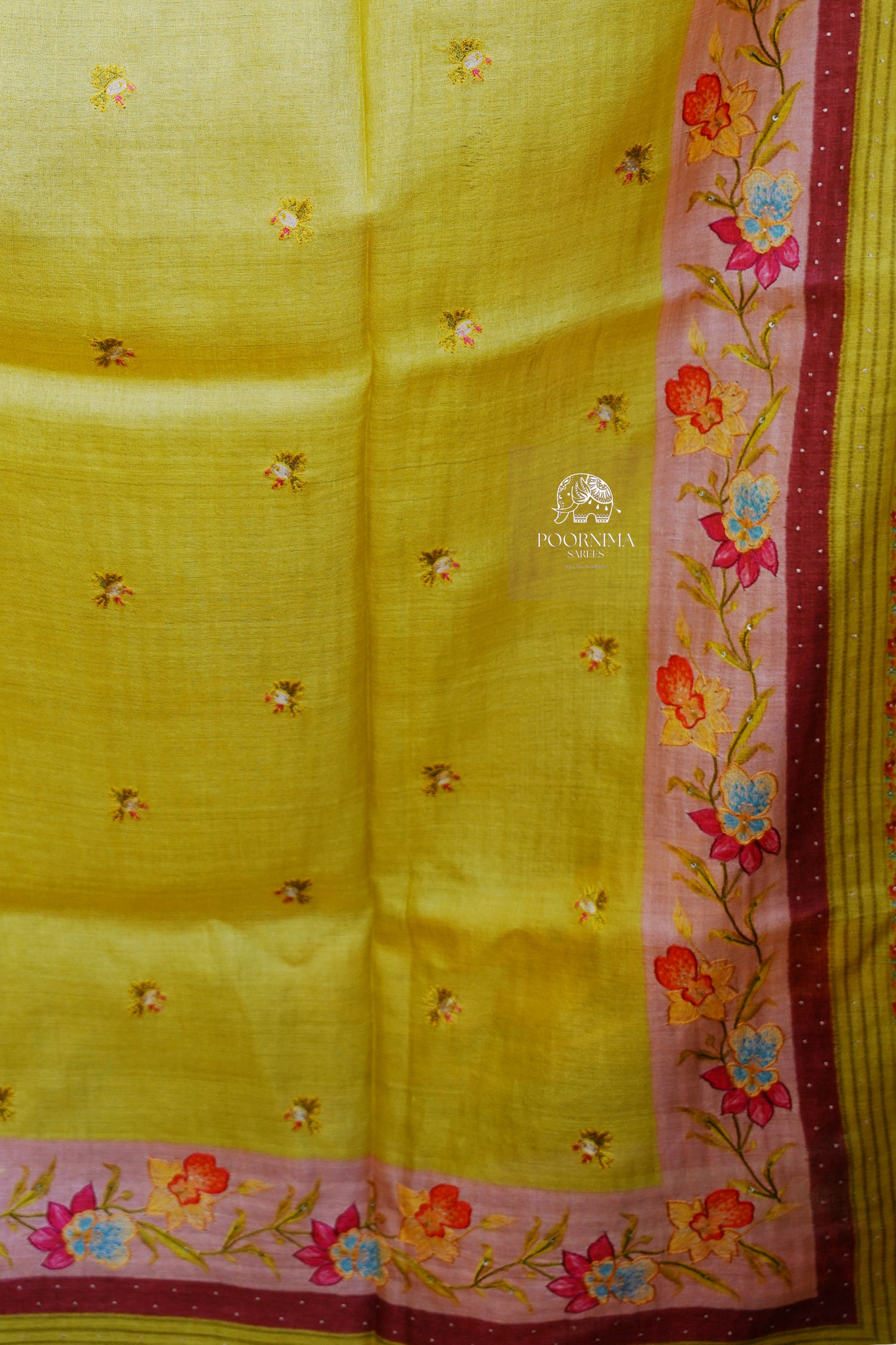 HANDLOOM TUSSAR SAREE - WARM OLIVE