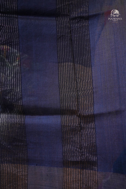 PURE TUSSAR SAREE - GREY