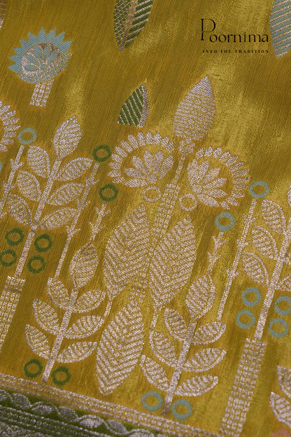 BENARASI PATTU SAREE-LEMON YELLOW