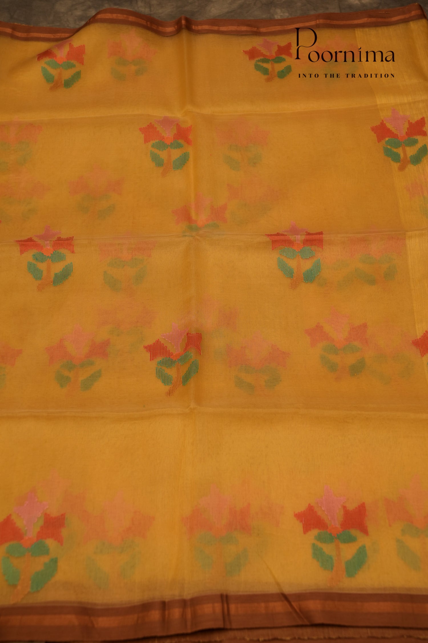 MATKA JAMDANI SAREE- PALE YELLOW