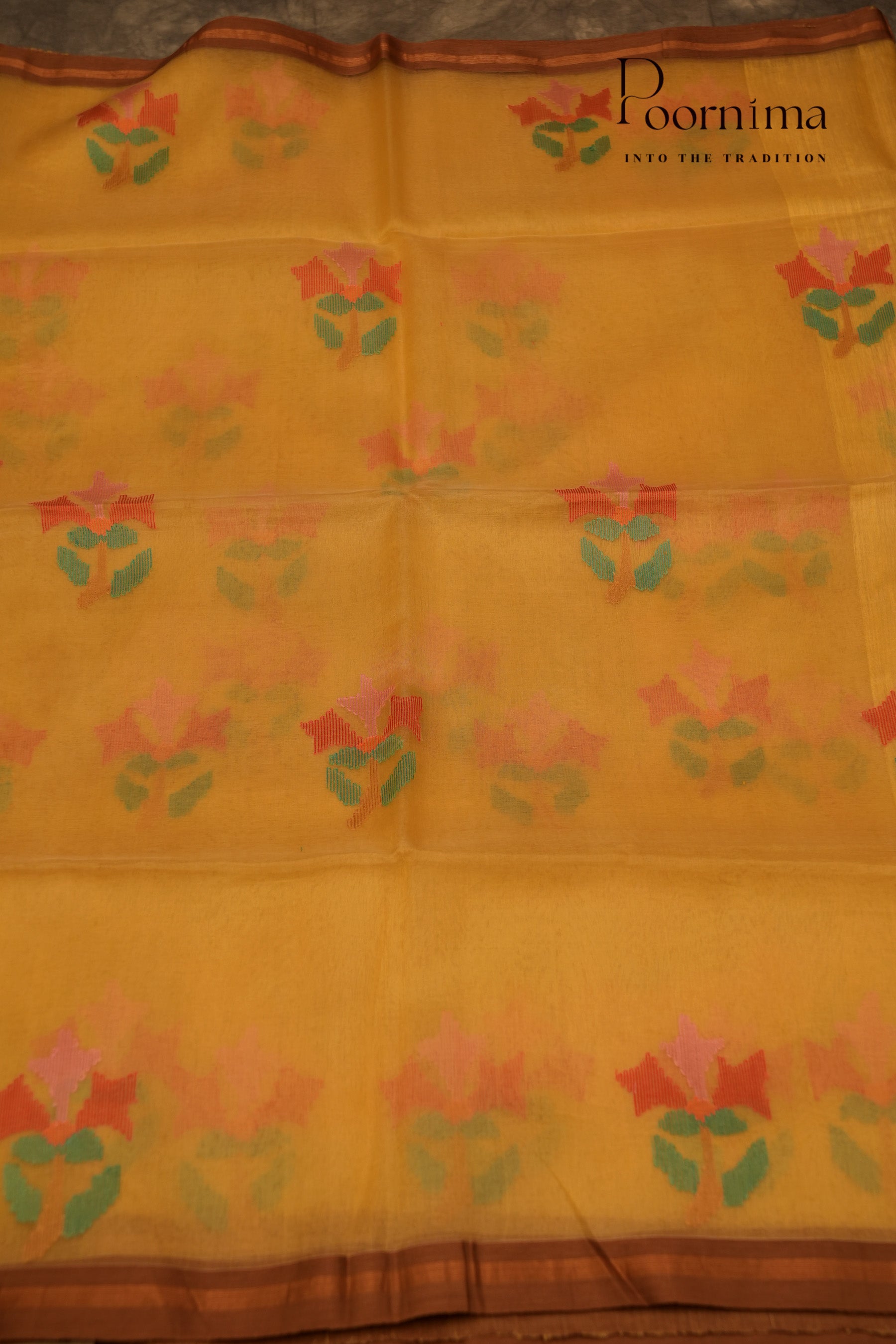 MATKA JAMDANI SAREE- PALE YELLOW