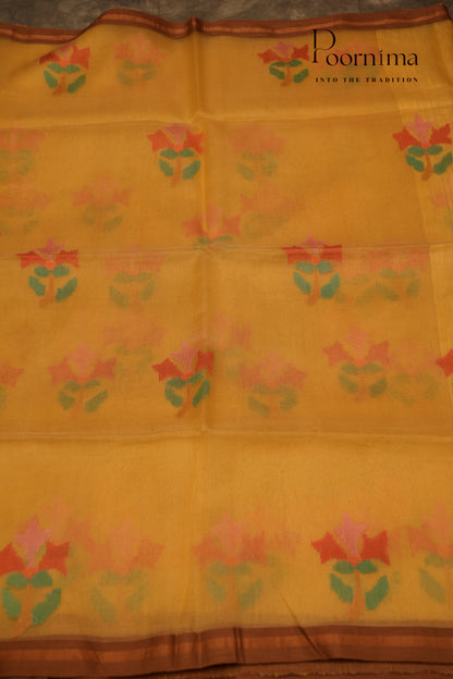 MATKA JAMDANI SAREE- PALE YELLOW