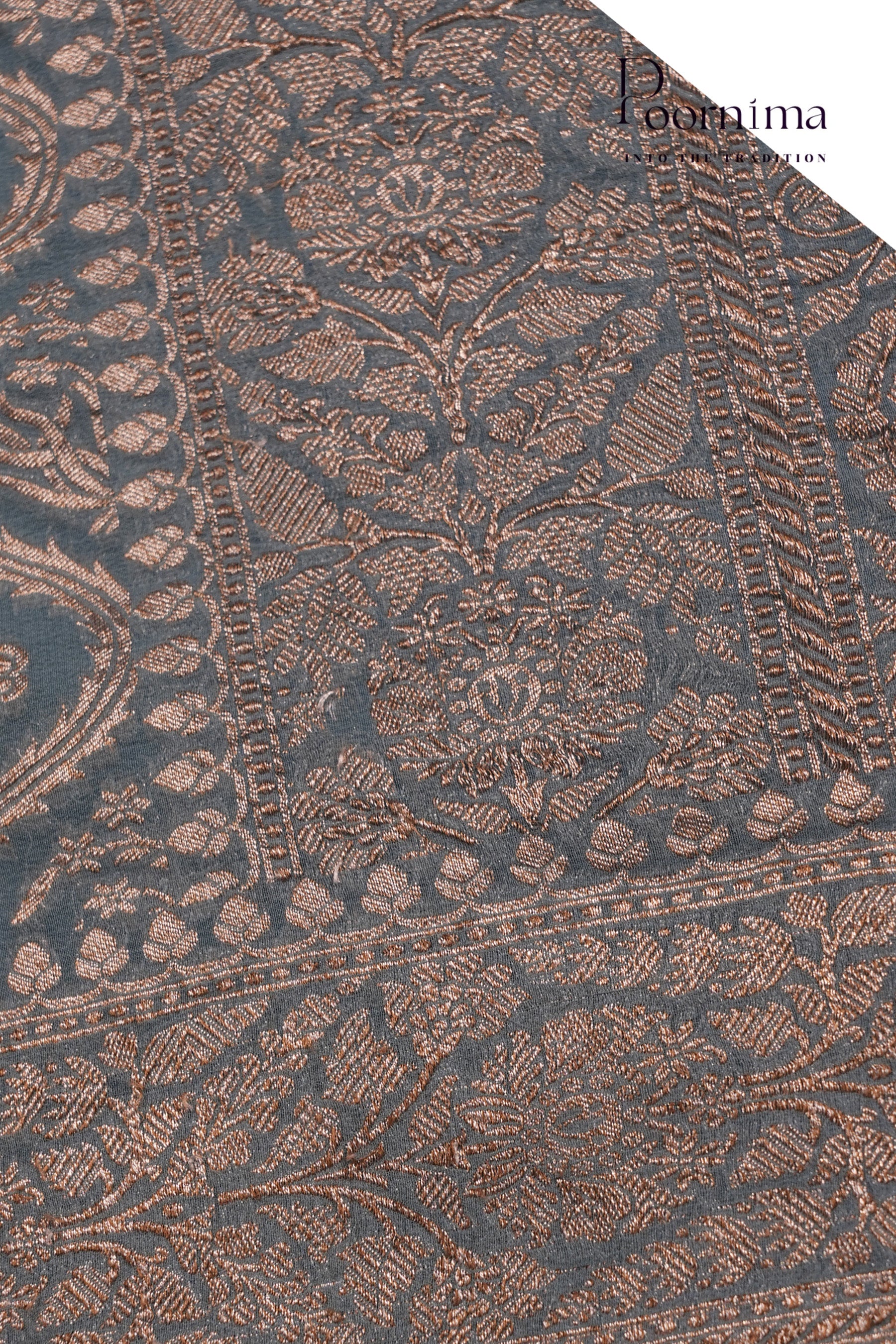 KHADDI GEORGETTE SAREE- STEEL BLUE