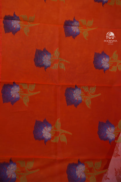 SEMI TUSSAR SAREE - RED