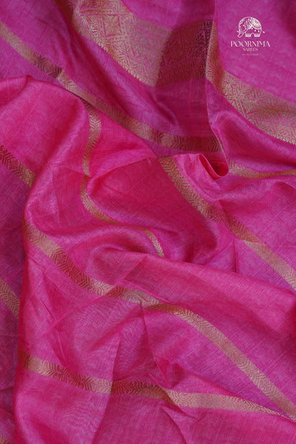 DOLA SILK SAREE - YELLOW AND PINK
