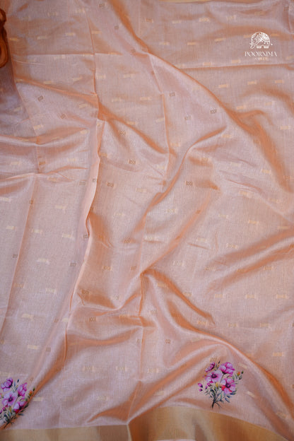 CHANDERI SAREE - CRAYOLA PEACH
