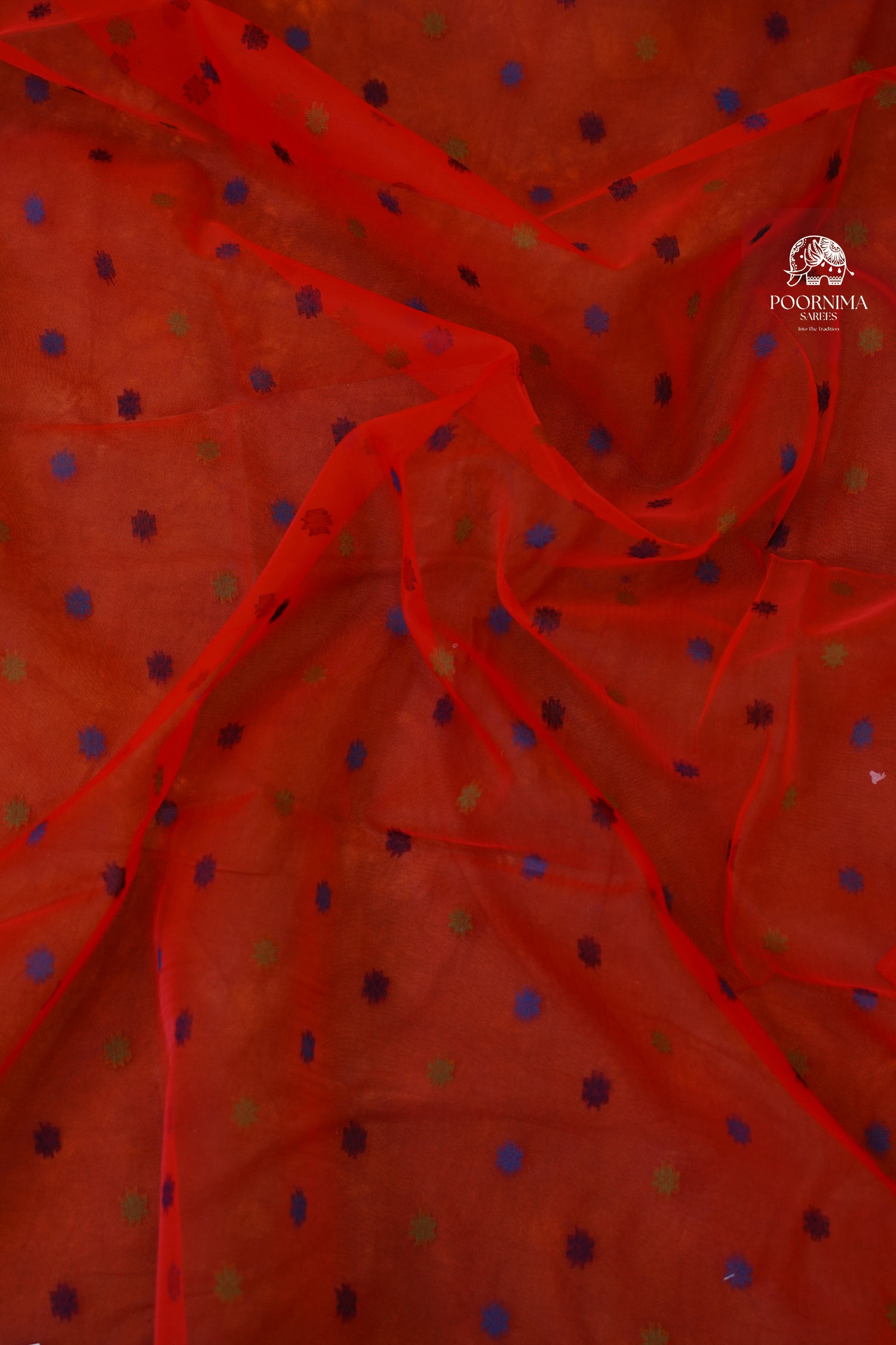 SEMI TUSSAR SAREE - RED