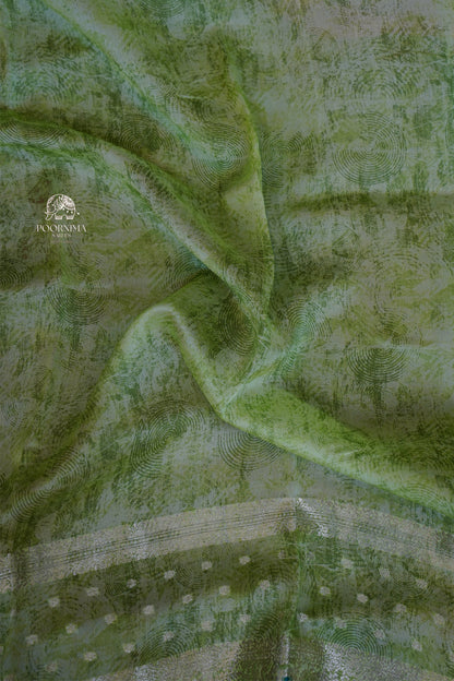 BANARASI SILK FUSION SAREE  WITH DIGITAL PRINT- PASTEL