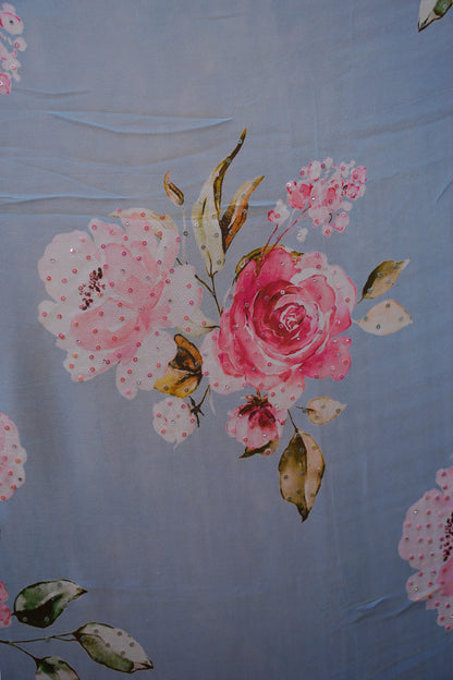 GEORGETTE DIGITAL PRINT SAREE - SKY BLUE