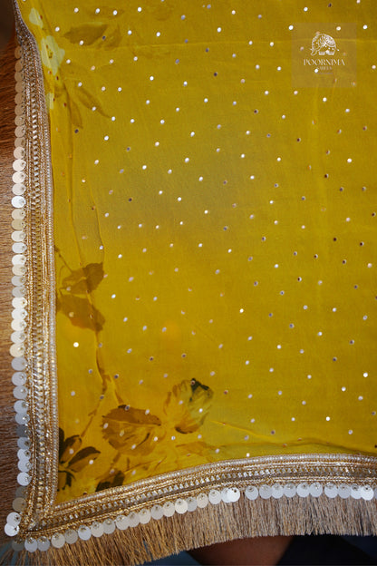 GEORGETTE SAREE - BRIGHT YELLOW