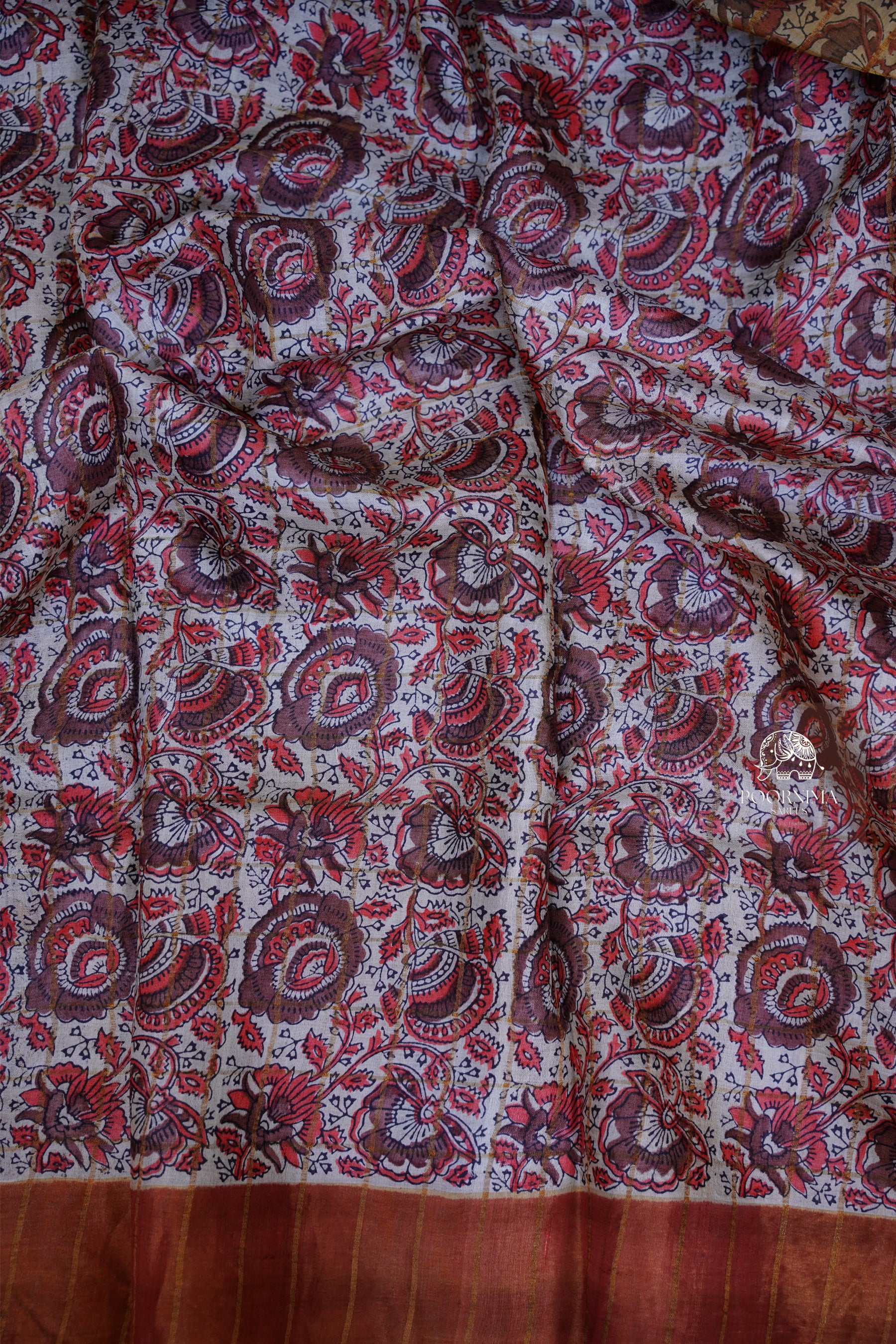 PURE TUSSAR SAREE - COPPER BROWN