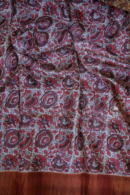 PURE TUSSAR SAREE - COPPER BROWN