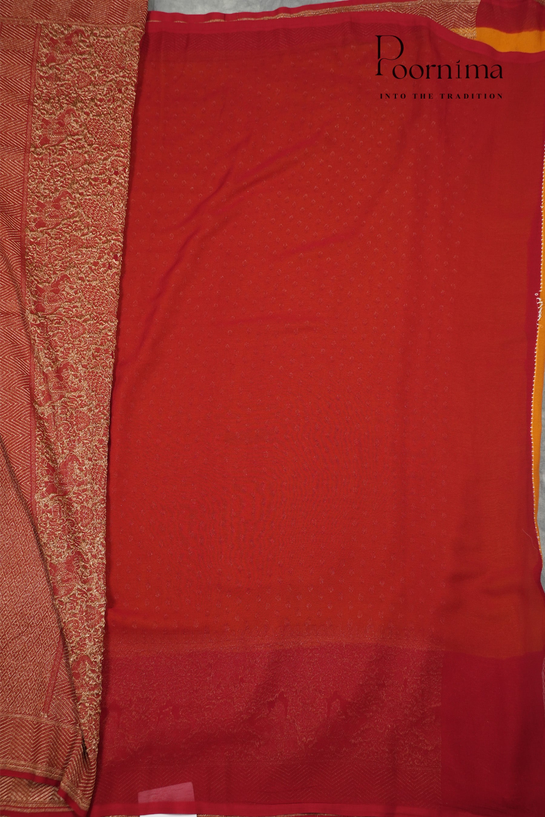 KHADDI GEORGETTE SAREE- YELLOW