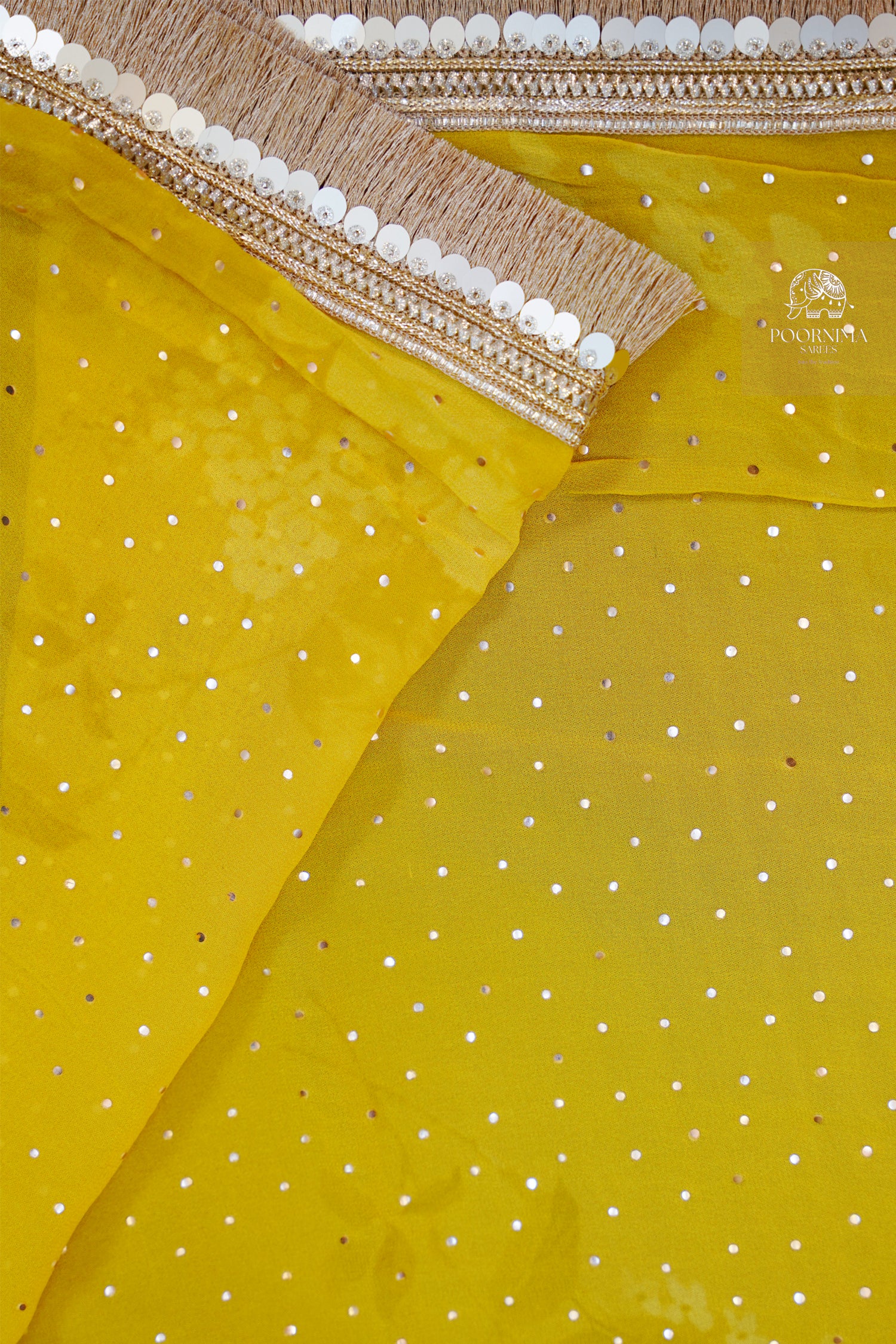 GEORGETTE SAREE - BRIGHT YELLOW