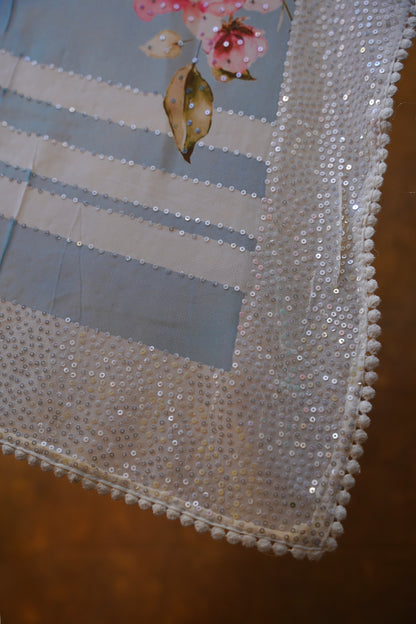 GEORGETTE DIGITAL PRINT SAREE - SKY BLUE