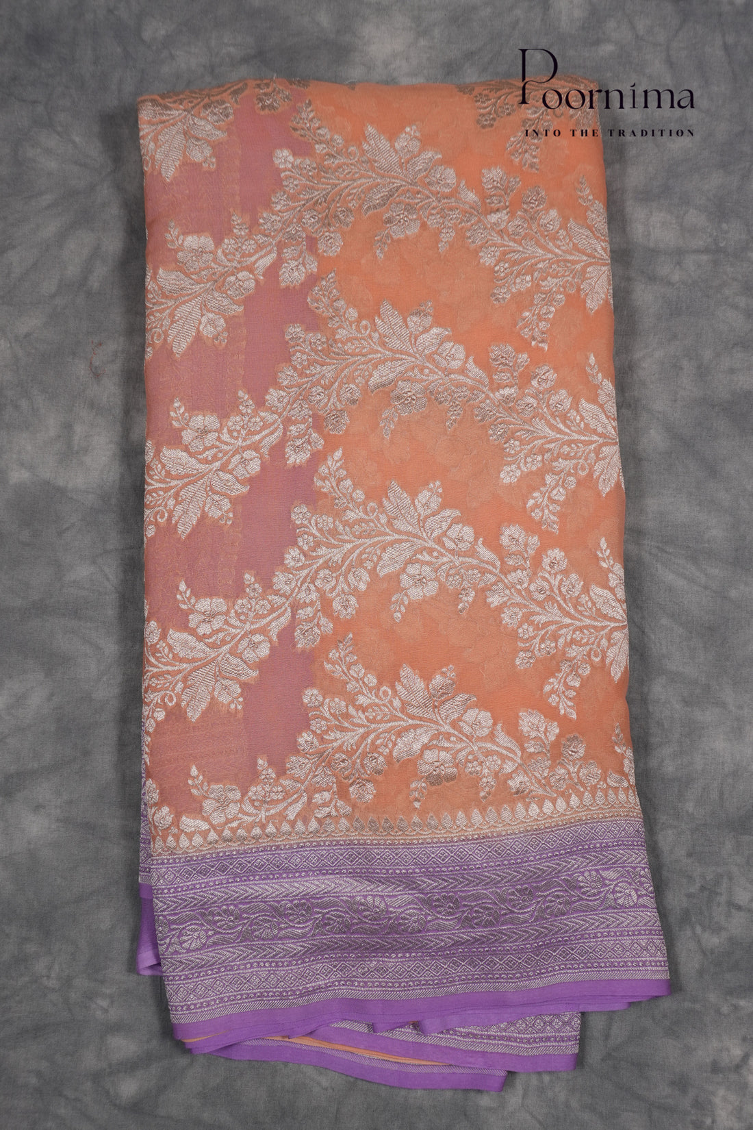 KHADDI GEORGETTE SAREE- PEACH