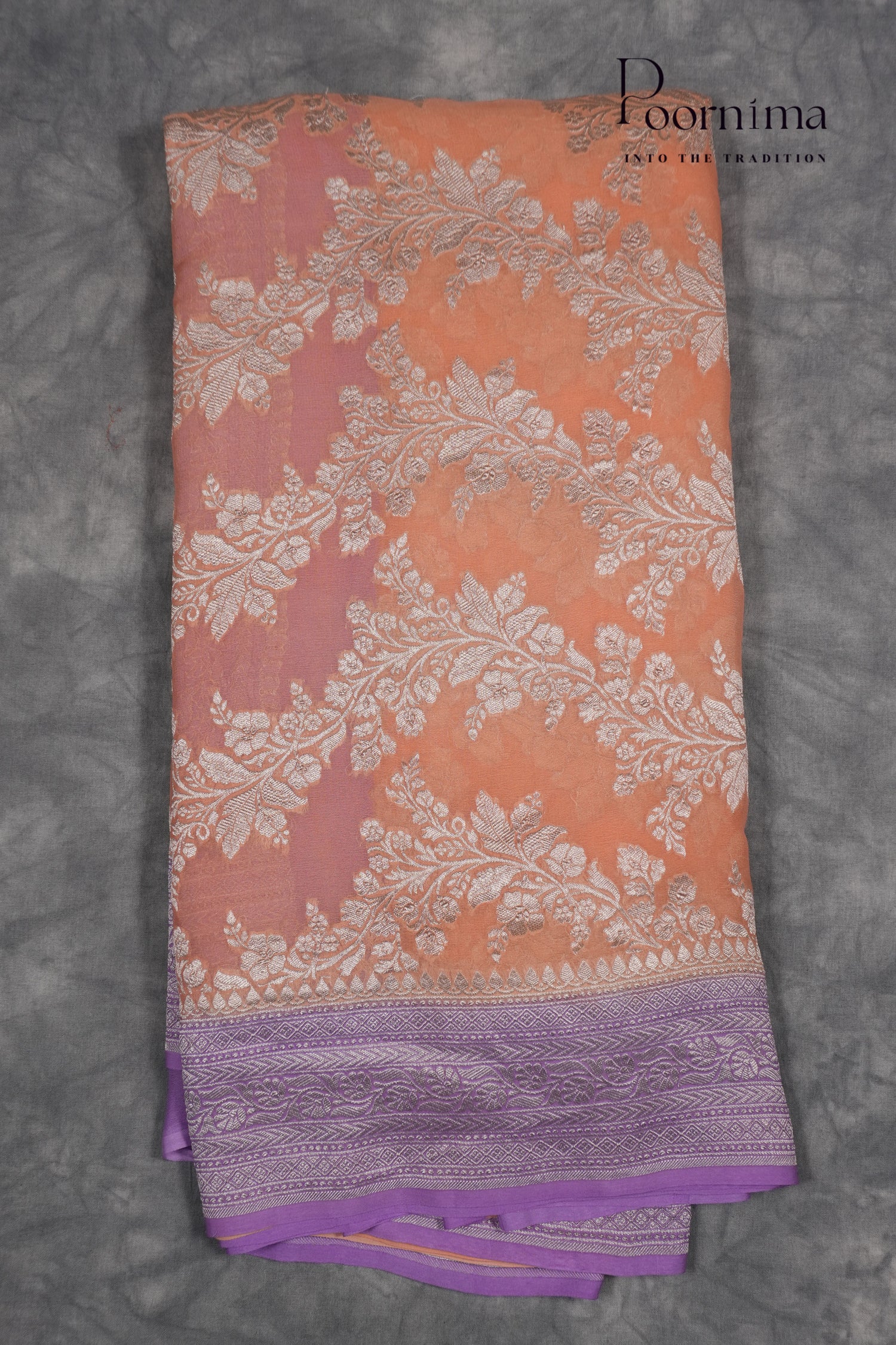 KHADDI GEORGETTE SAREE- PEACH