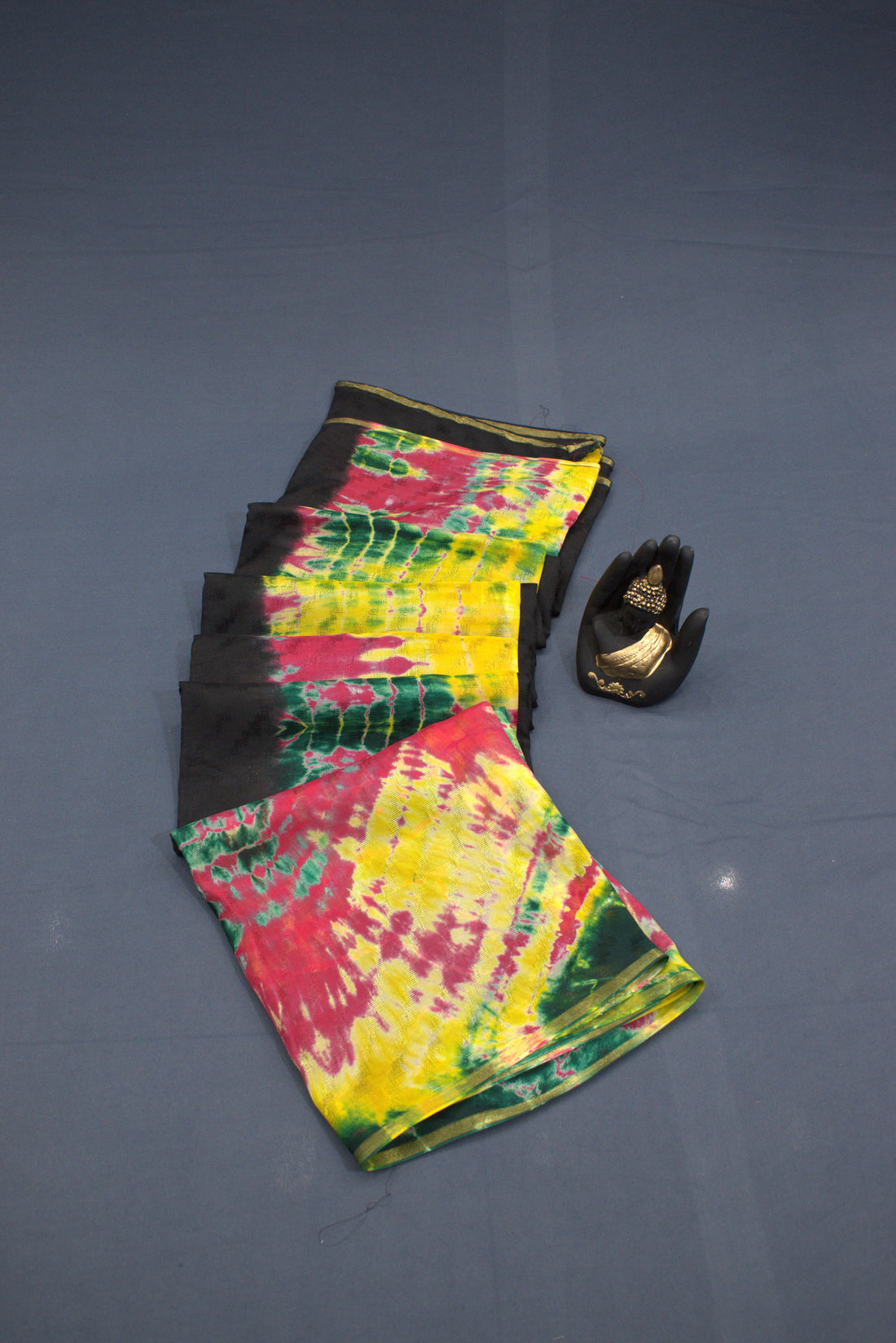 BLACK- GEORGETTE SAREE WITH SHIOBORI TIE & DIE