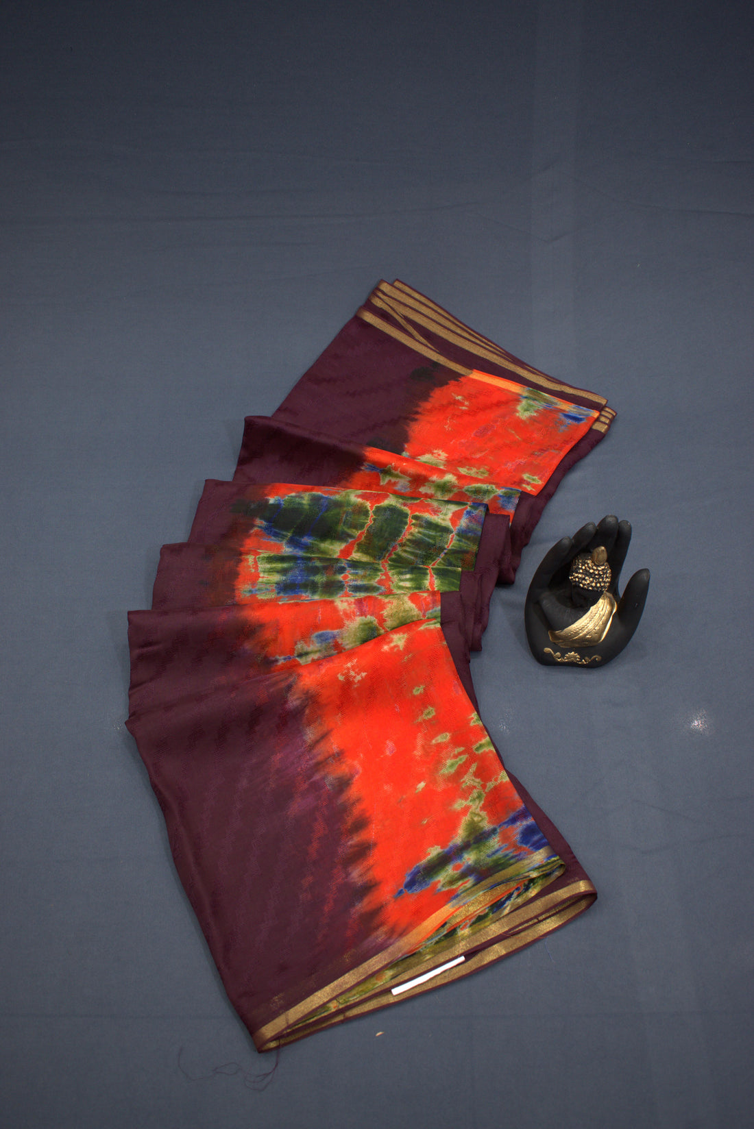 MULBERRY- GEORGETTE SAREER WITH SHIOBORI TIE &amp; DIE