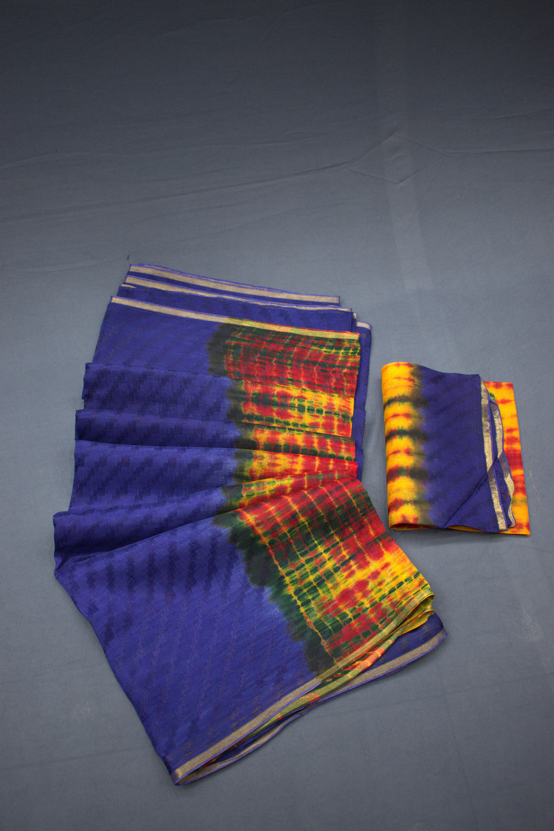 NAVY BLUE- GEORGETTE SAREE WITH SHIOBORI TIE &amp; DIE