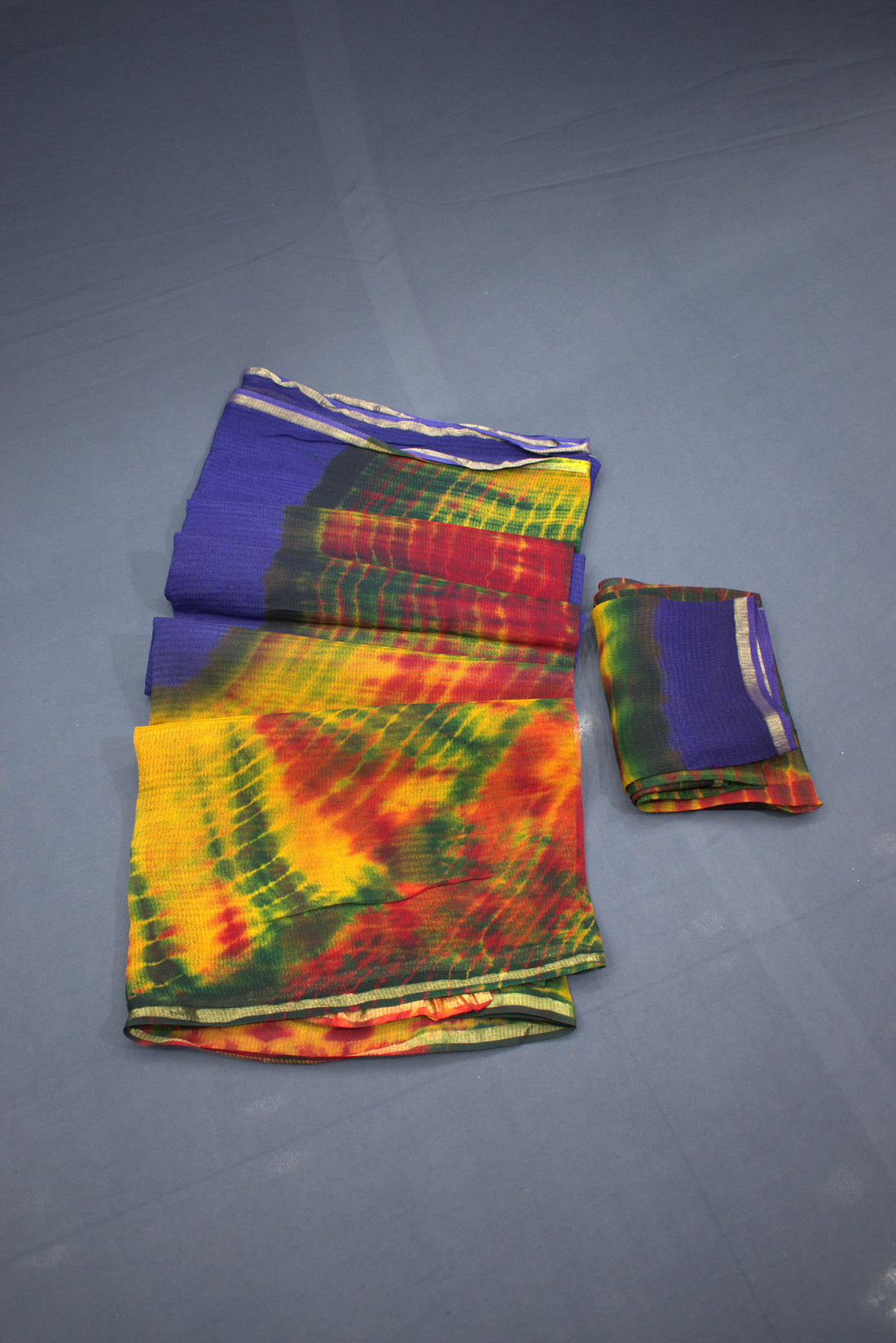 BLUE- GEORGETTE SAREE WITH SHIOBORI TIE &amp; DIE