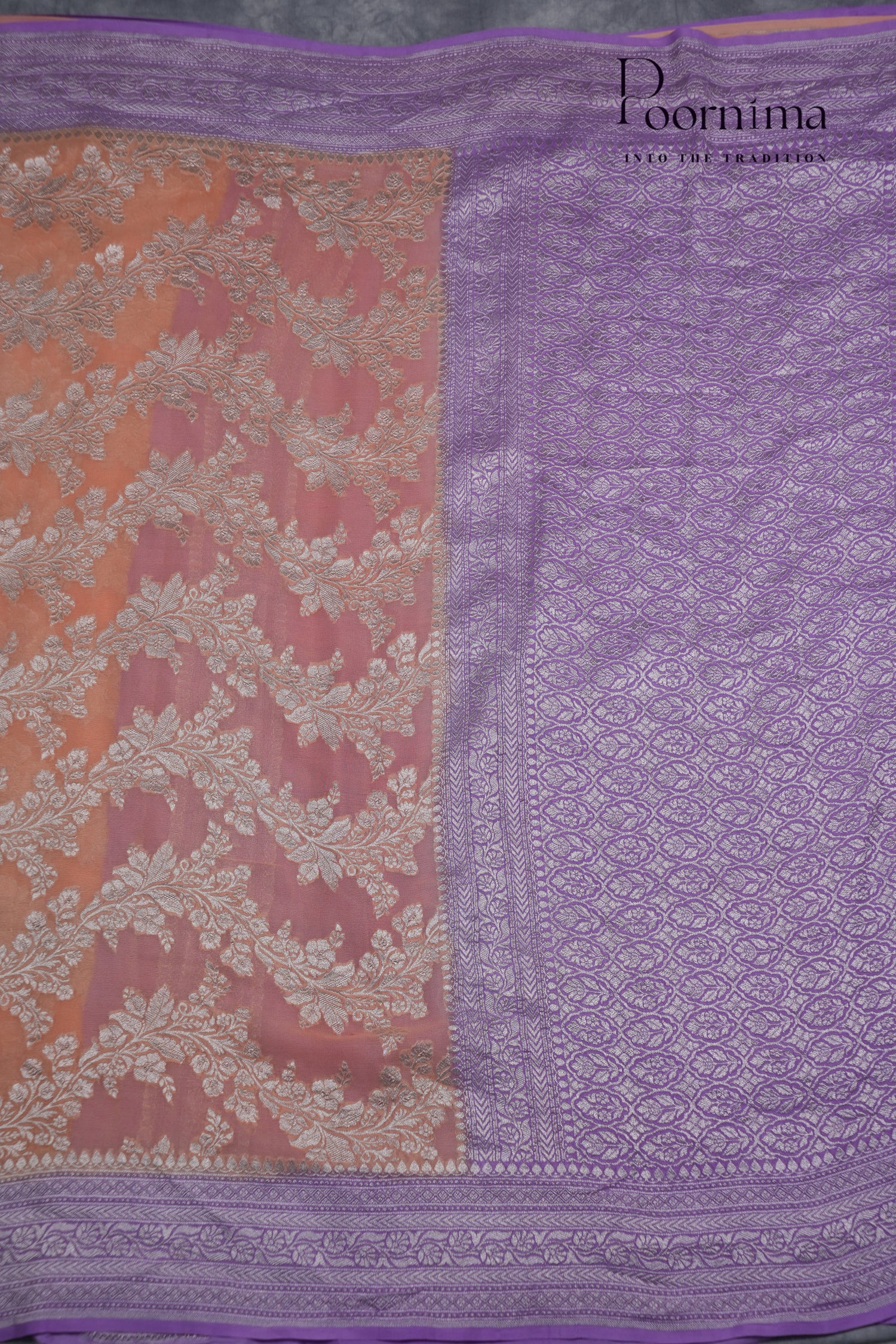 KHADDI GEORGETTE SAREE- PEACH