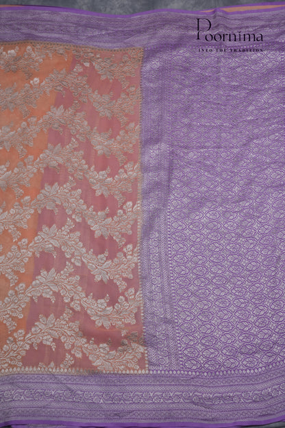 KHADDI GEORGETTE SAREE- PEACH