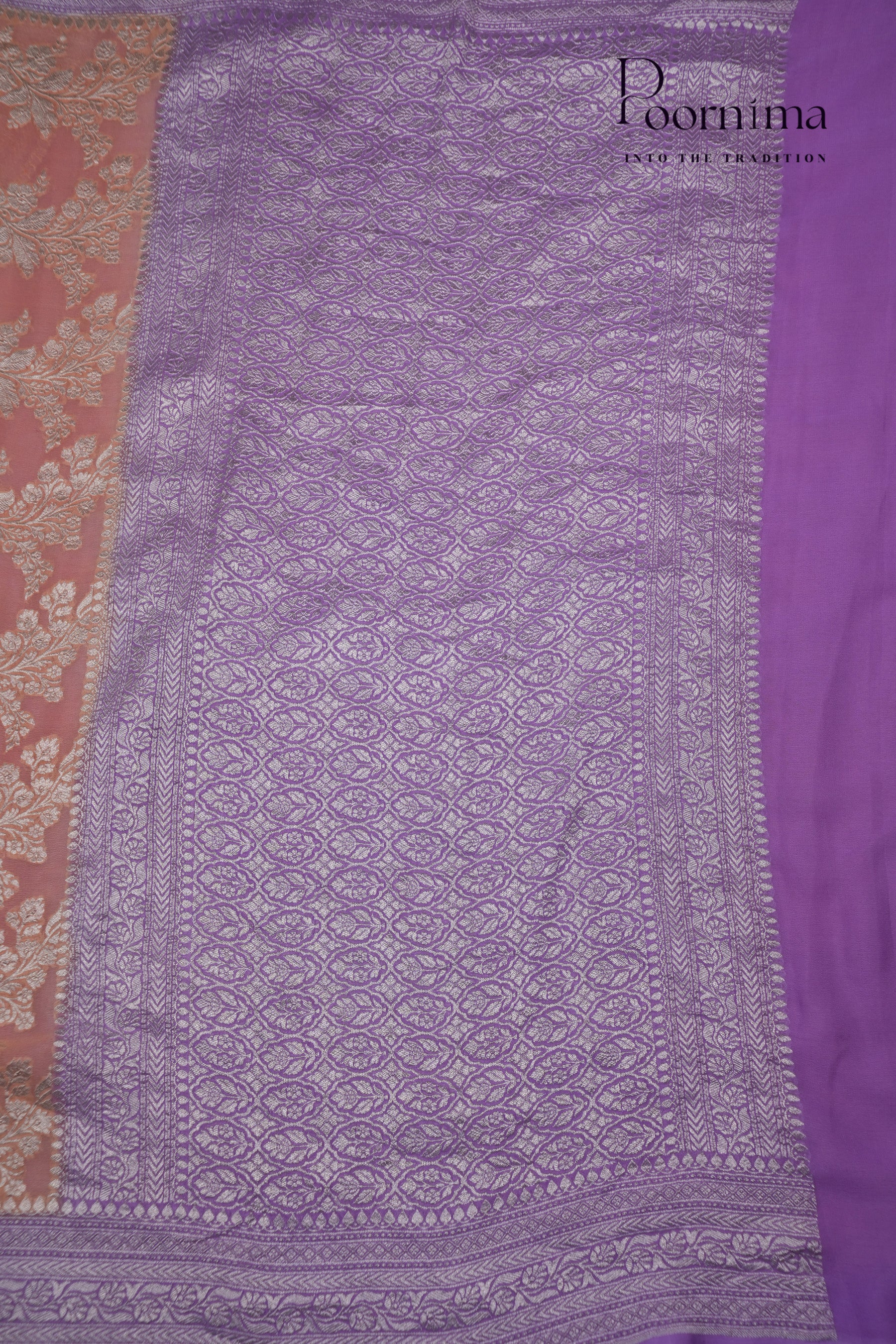 KHADDI GEORGETTE SAREE- PEACH